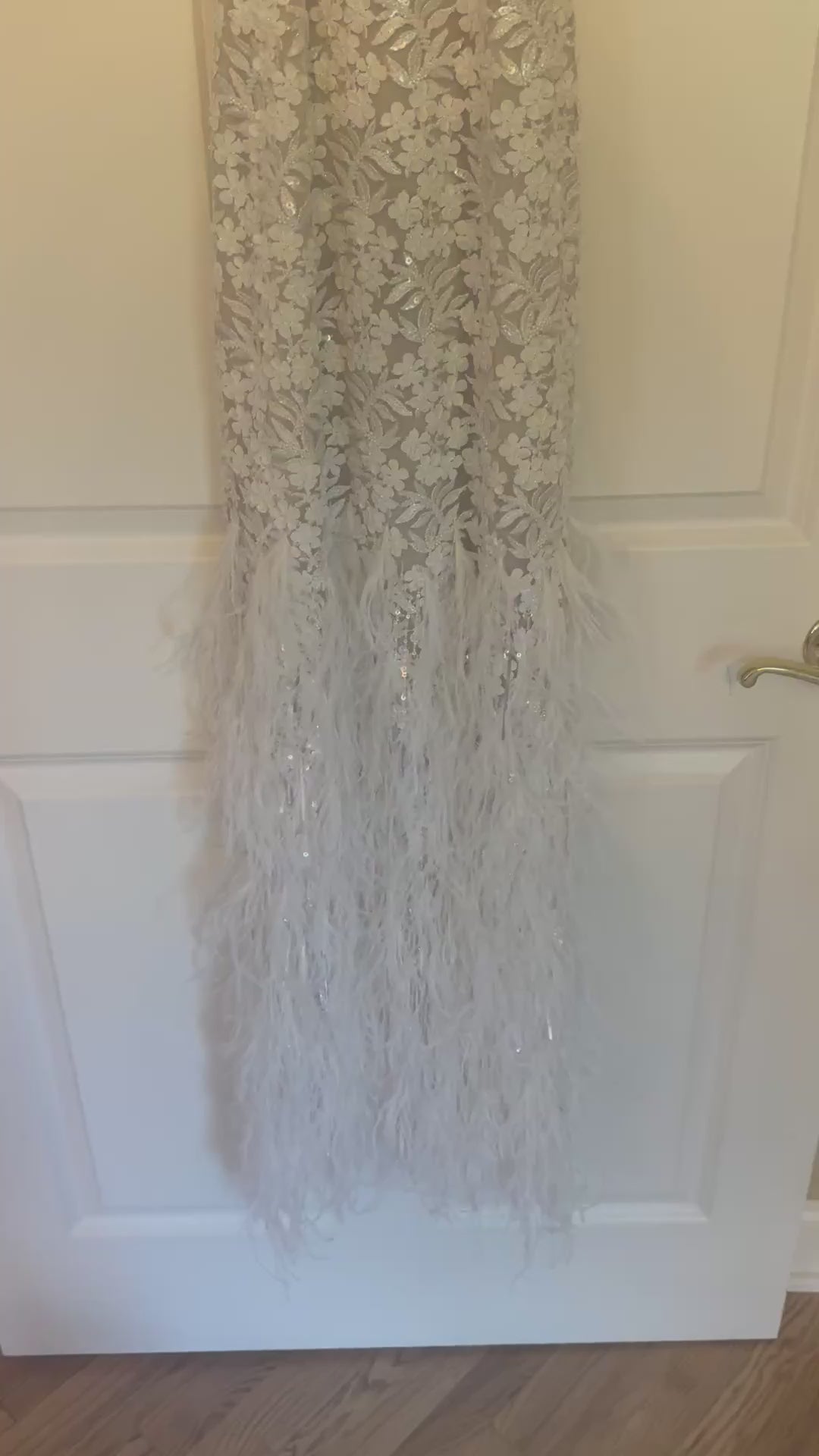 Feathered, mermaid, body hugging dress
