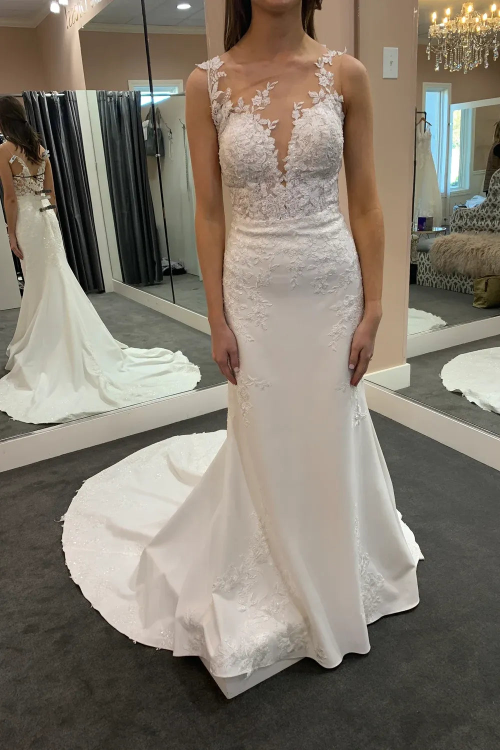 Essense of Australia High-Neck Lace Dress 0