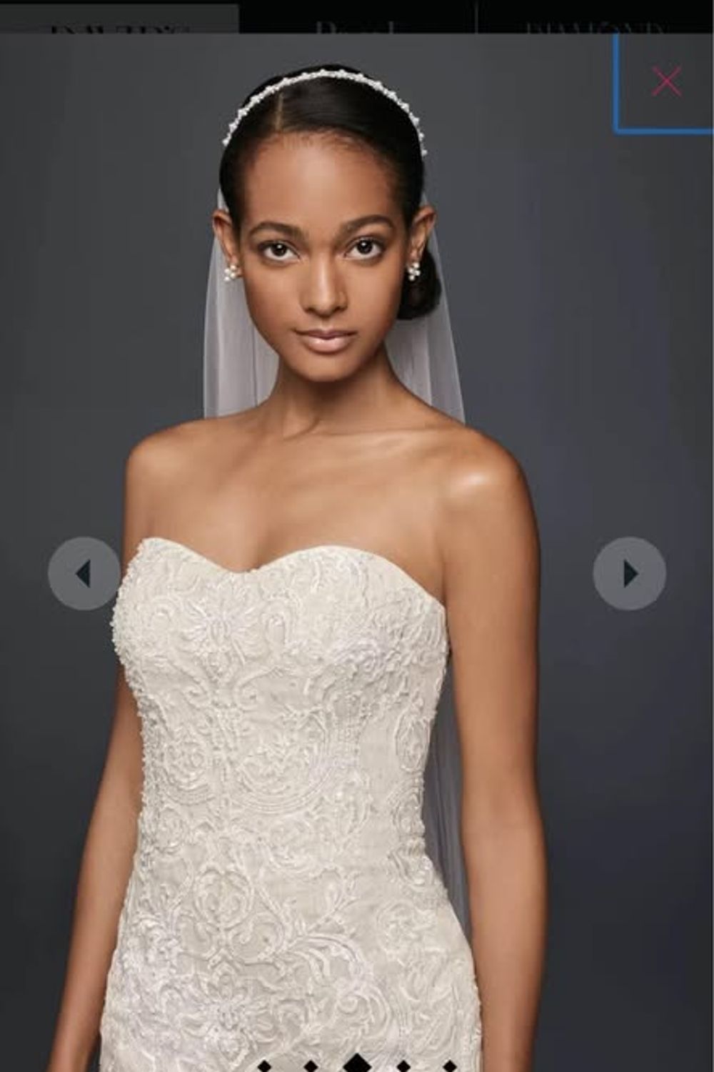 Oleg Cassini Beaded Lace Strapless Gown 2