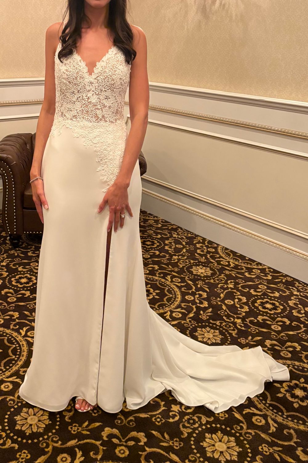 Mikaella Beautiful Lace & Crepe Mermaid Gown 0