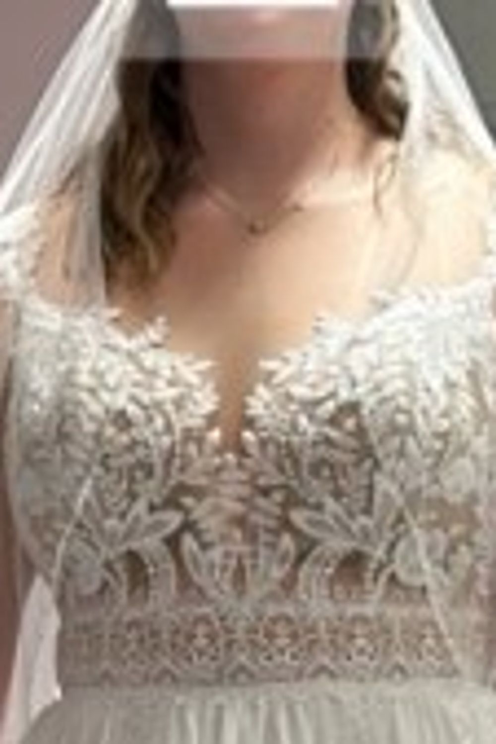 Lillian West Ivory Chiffon & Lace A-Line 3