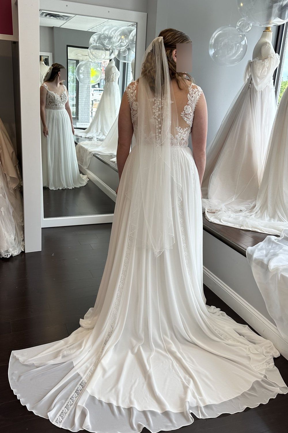 Lillian West Ivory Chiffon & Lace A-Line 1