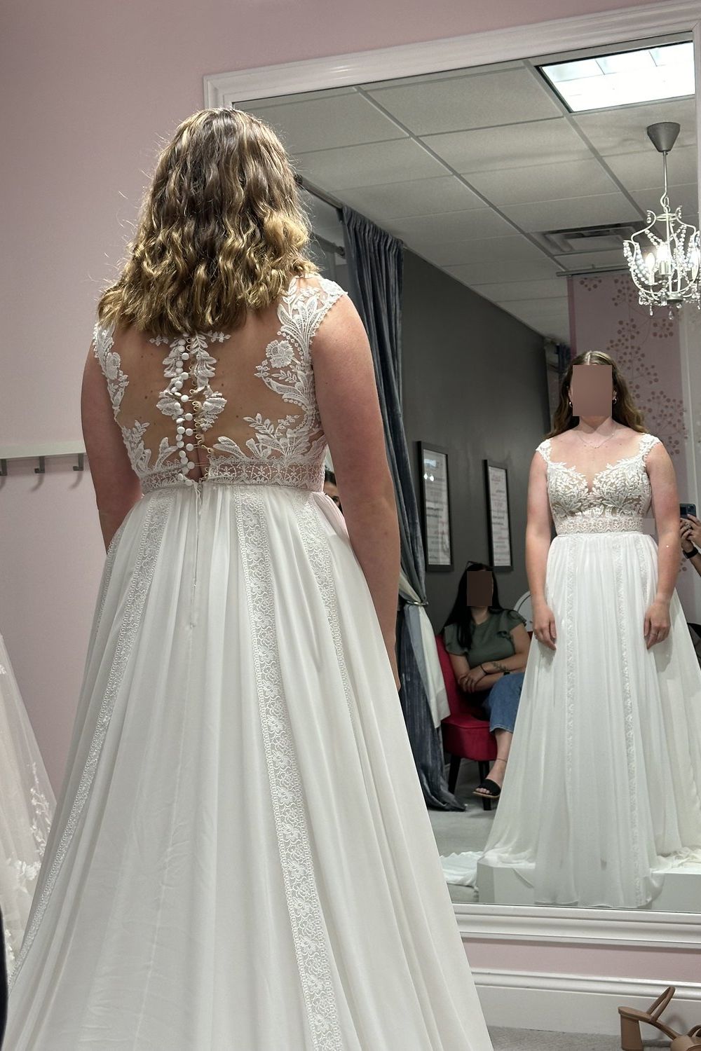 Lillian West Ivory Chiffon & Lace A-Line 2