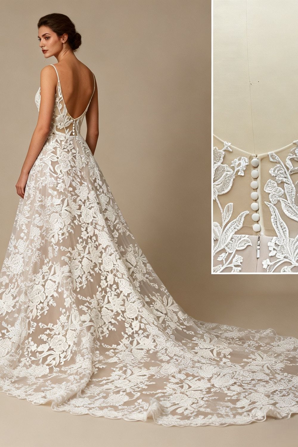 Eti Brener Romantic Lace Bridal Gown with Long Train Size 8 4