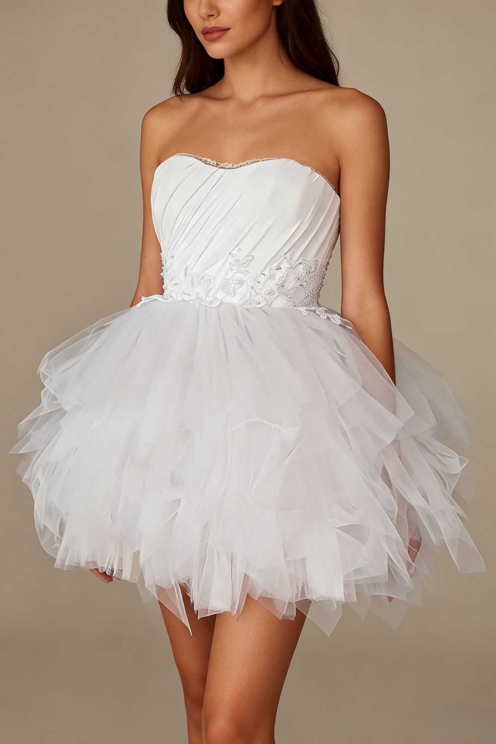 Eti Brener Tulle Corset Mini Bridal Dress 0