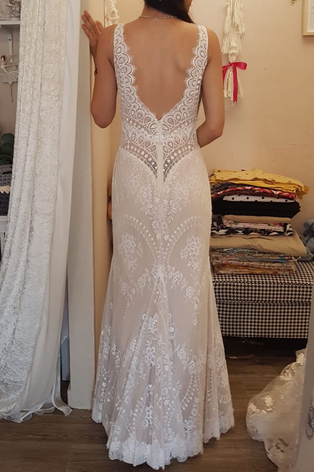 Eti Brener Geometric Floral Lace Mermaid Gown Size 4 10