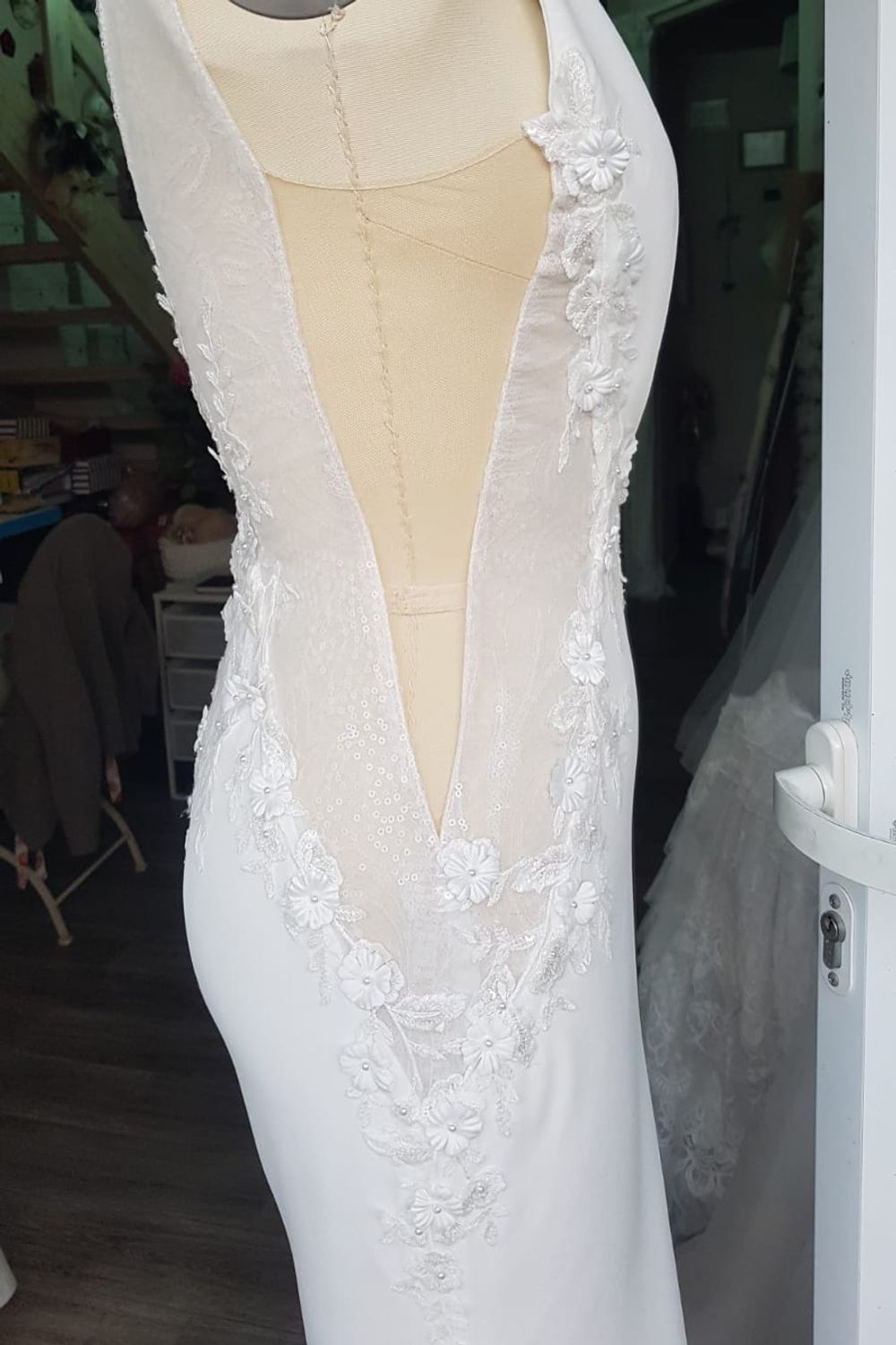 Eti Brener Fit and Flare Ivory Bridal Gown Size 6 7