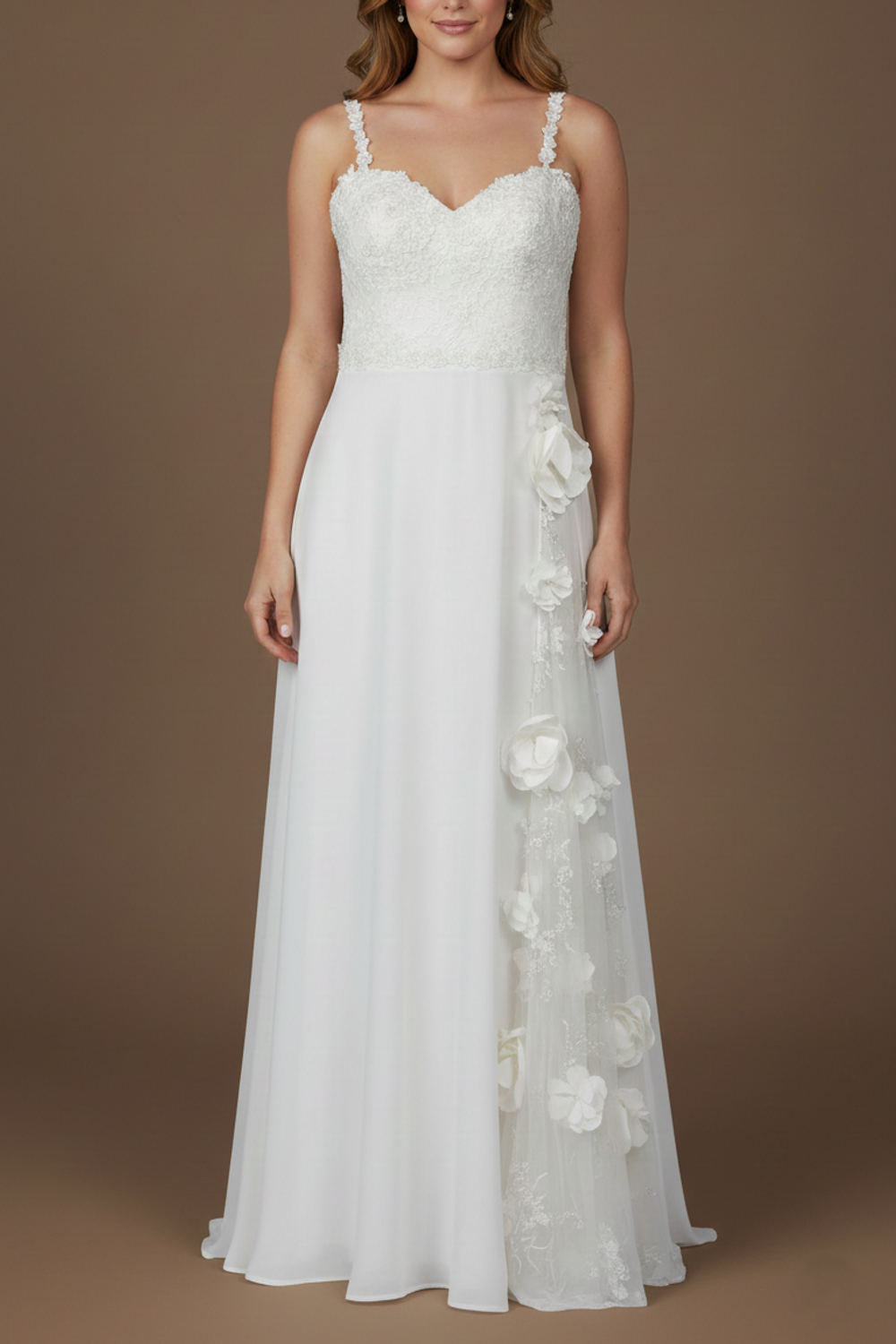 Eti Brener A-Line Wedding Dress with 3D Flowers 0