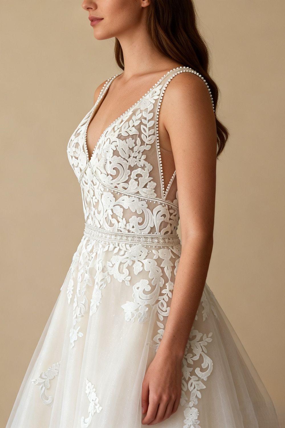 Eti Brener Timeless Ivory Lace A-Line Gown Size 6 2