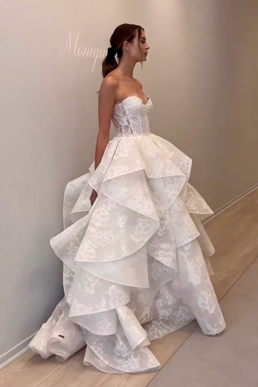 Monique Lhuillier Papillion with Veil and Gloves 11
