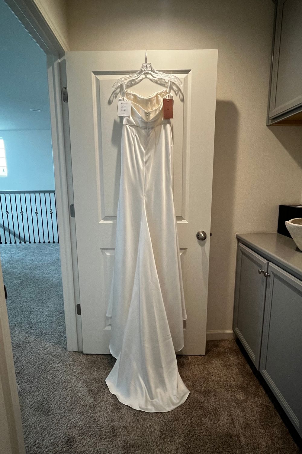 Watters Watters Orlie Strapless Satin Sheath Wedding Gown 3