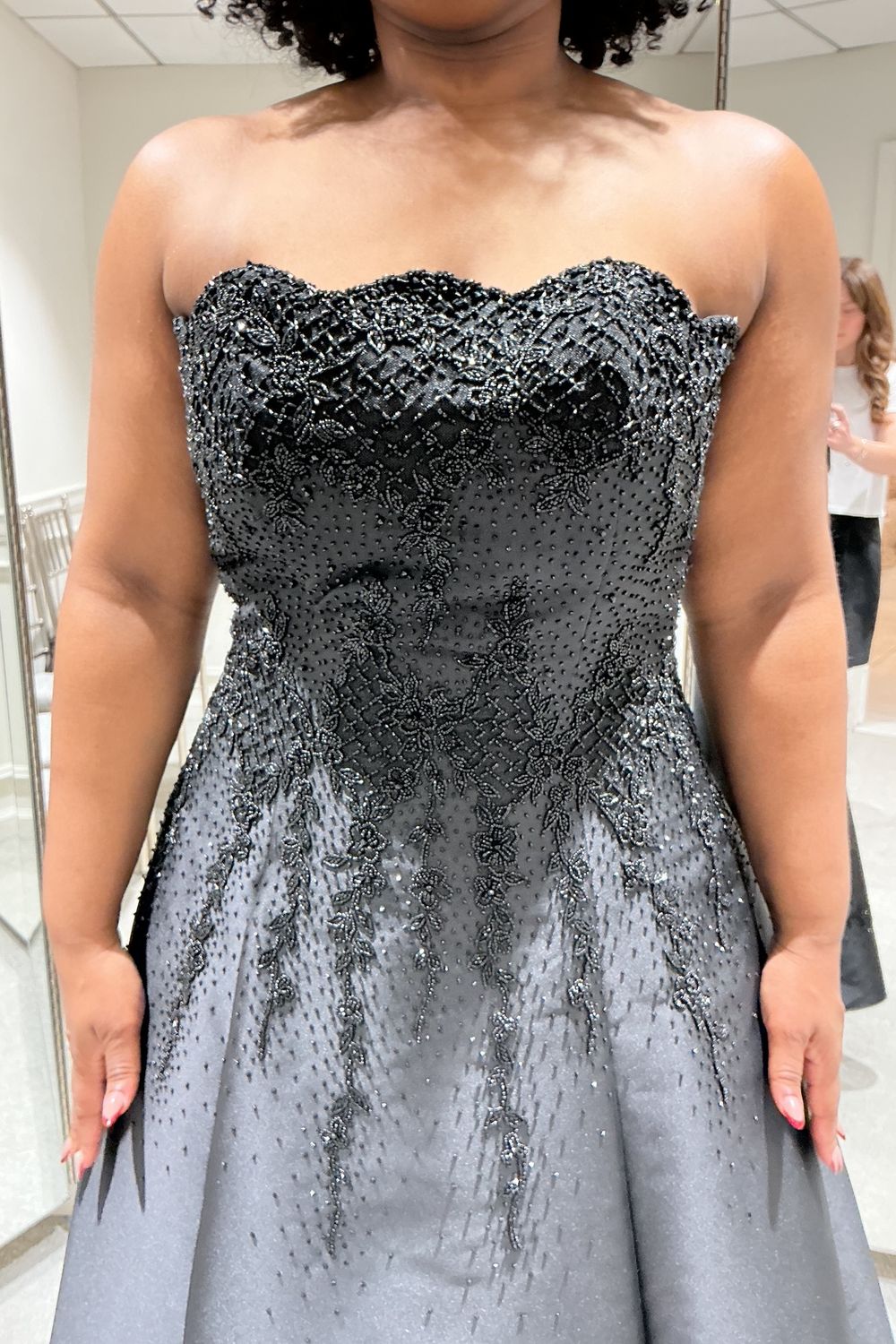 Stephen Yearick A-Line Black Dress with Shawl 4