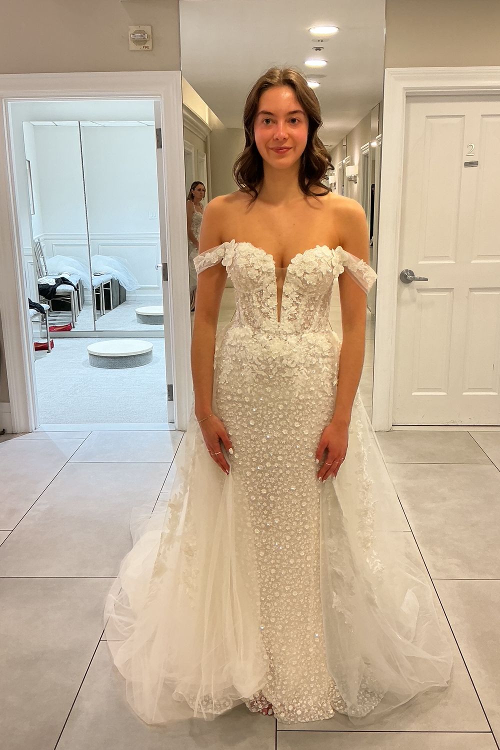 Pronovias Privee Amya with Veil and Overskirt 1