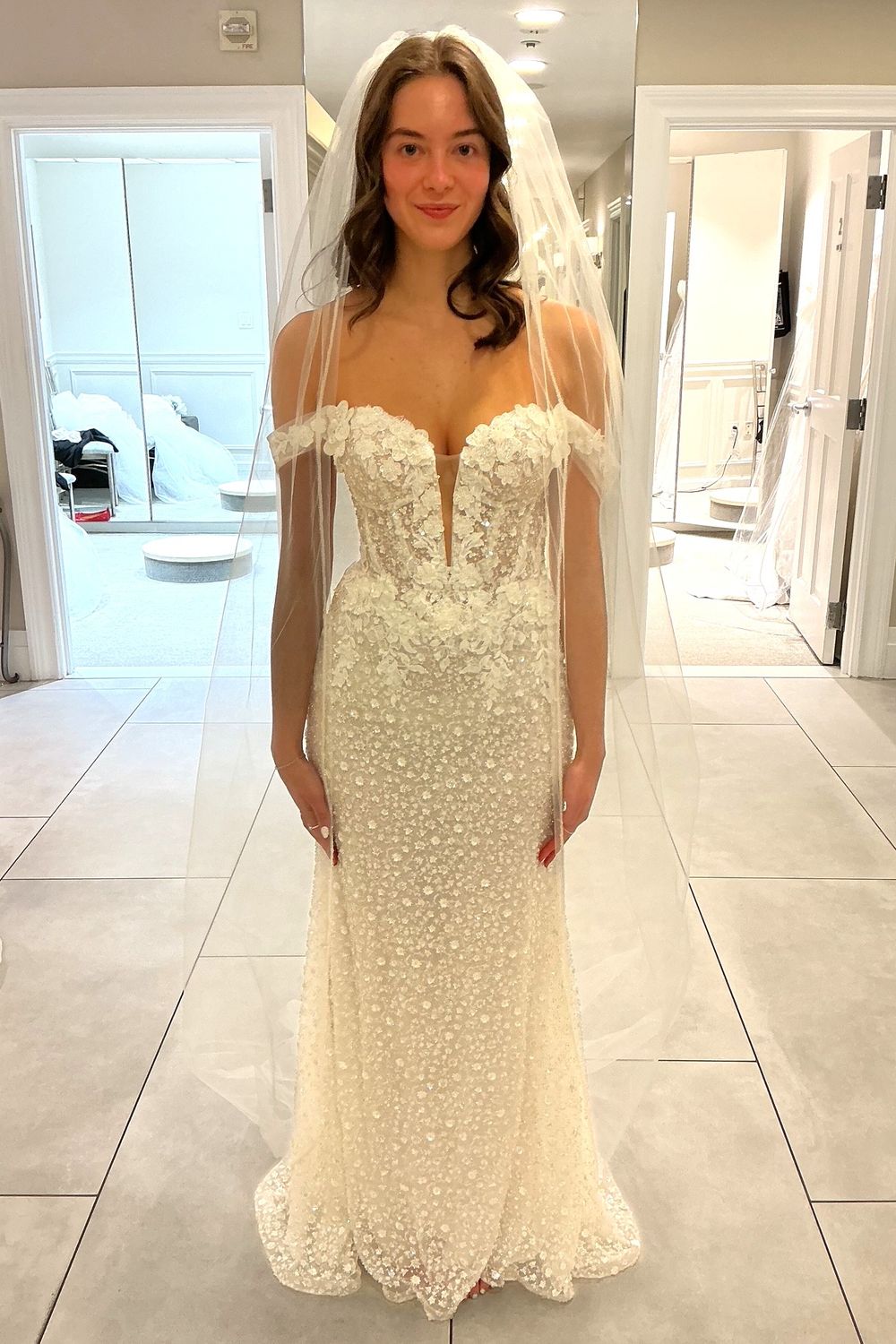 Pronovias Privee Amya with Veil and Overskirt 0