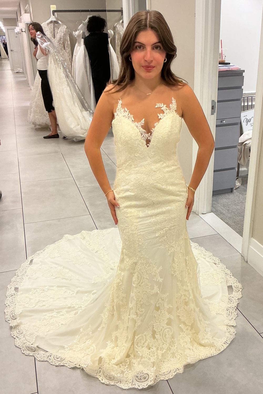 Ashley & Justin Fit and Flare Dress with Veil 0