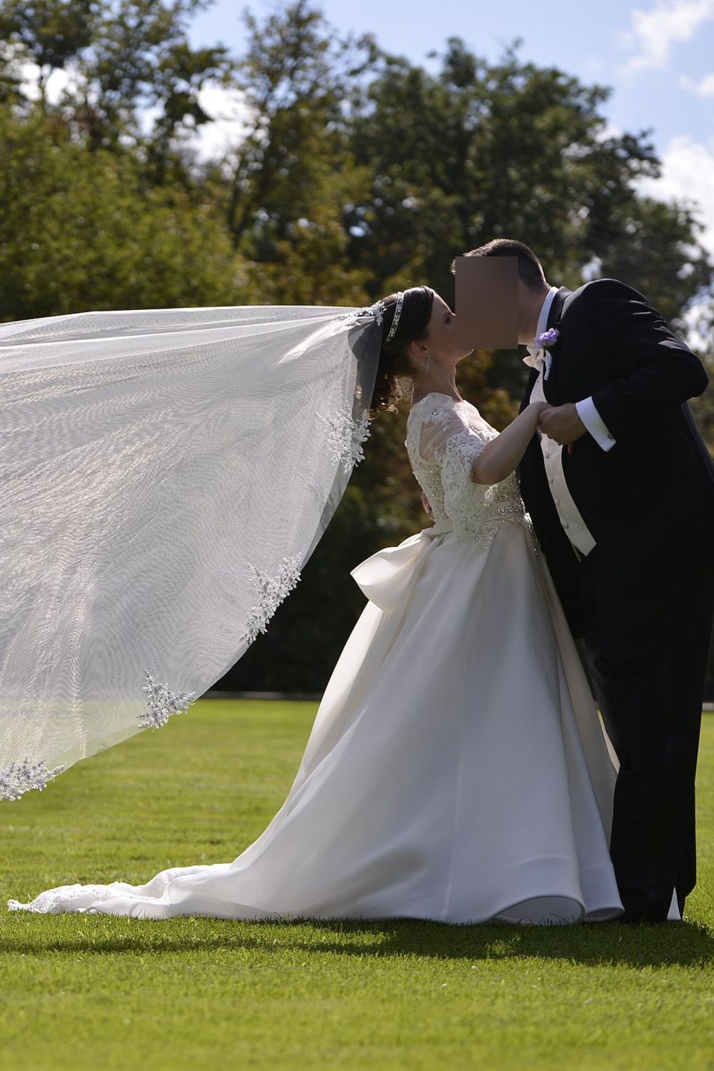 Pnina Tornai Custom Ballgown with Veil 3