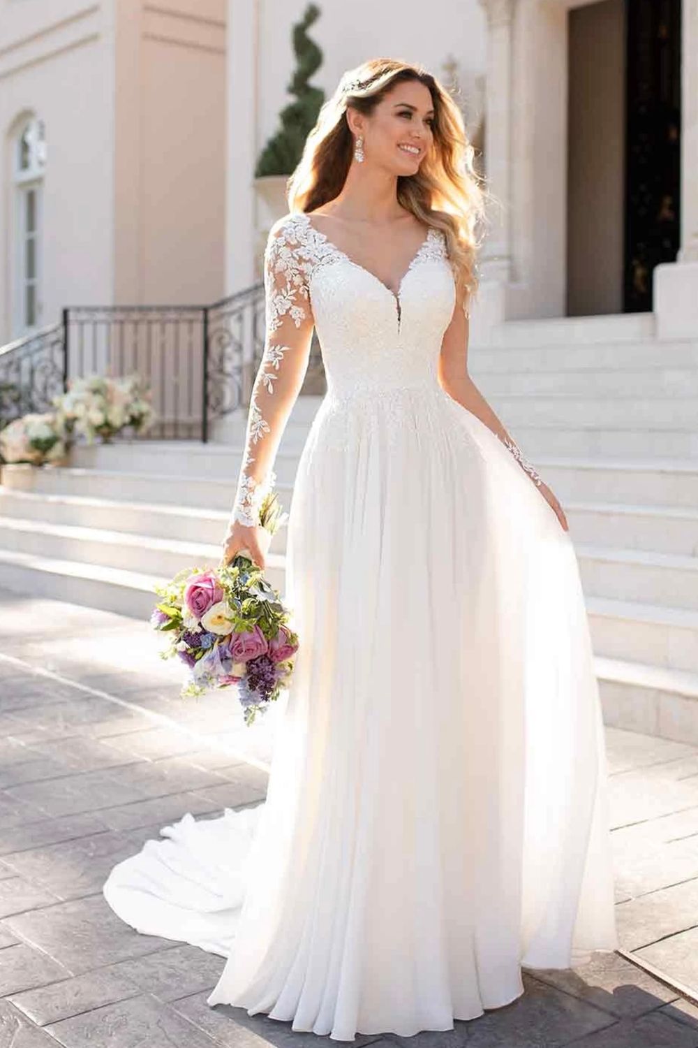 Stella York-CASUAL LONG-SLEEVED WEDDING DRESS (Style #6843)-1