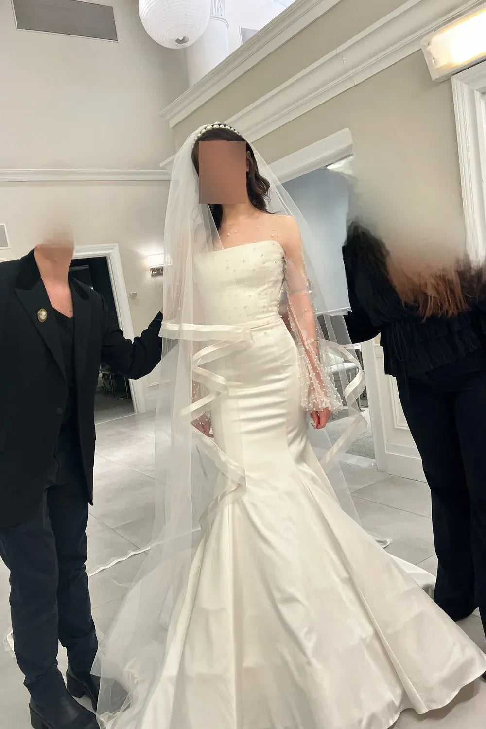 Love by Pnina Tornai 14911 with Overlay Top, Veil, and Headpiece 3