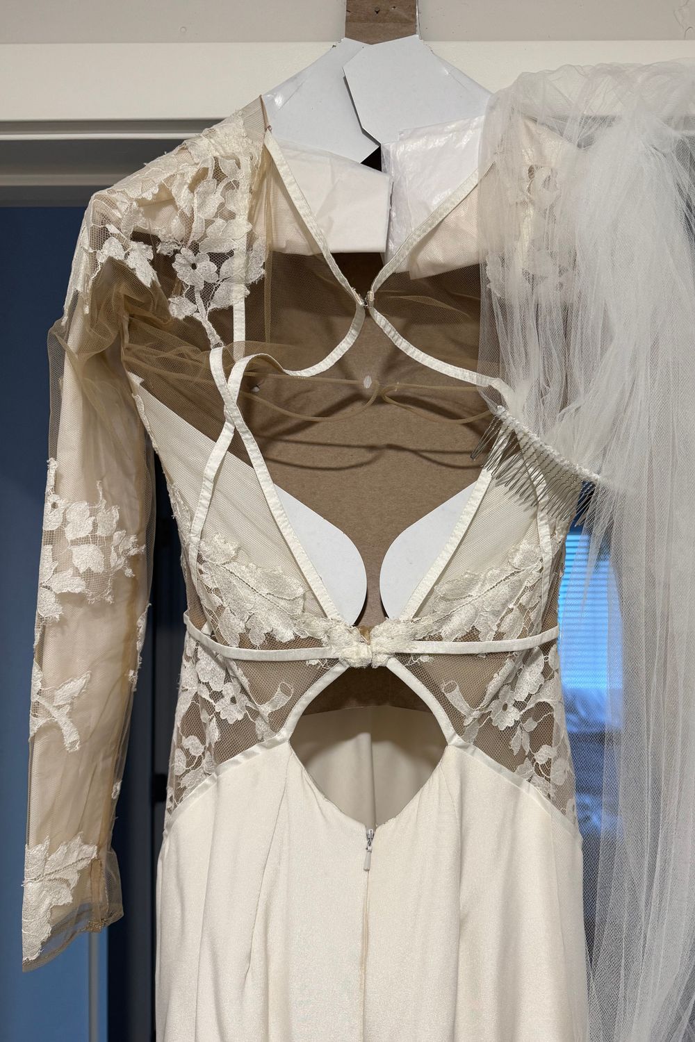 Hayley Paige Champagne with white lace 1