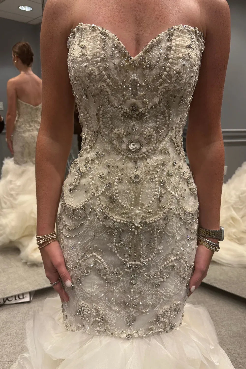 Lazaro 3400 with Veil and Necklace 2