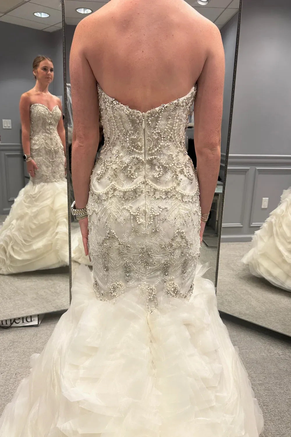 Lazaro 3400 with Veil and Necklace 4