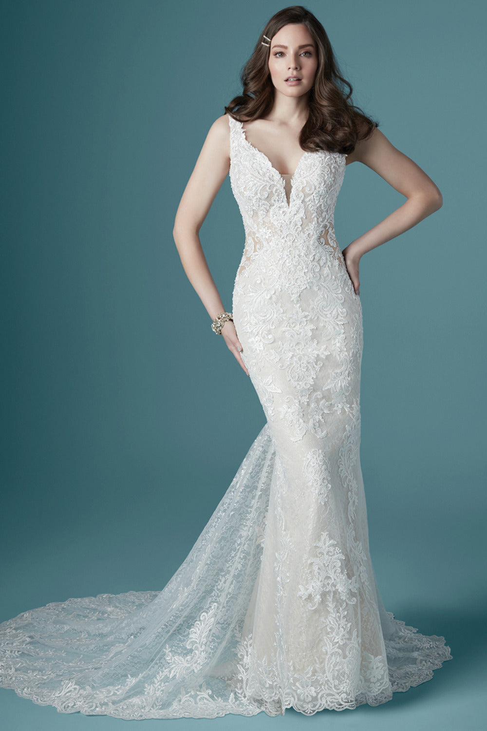 Maggie Sottero-Maggie Sottero Delilah  lace beaded wedding gown-3