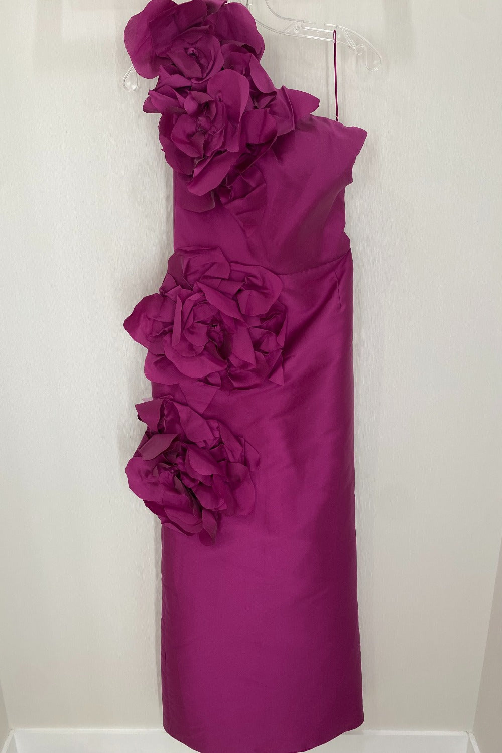 Marchesa-RASPBERRY ONE SHOULDER MAGNOLIA FLOWER GOWN-2