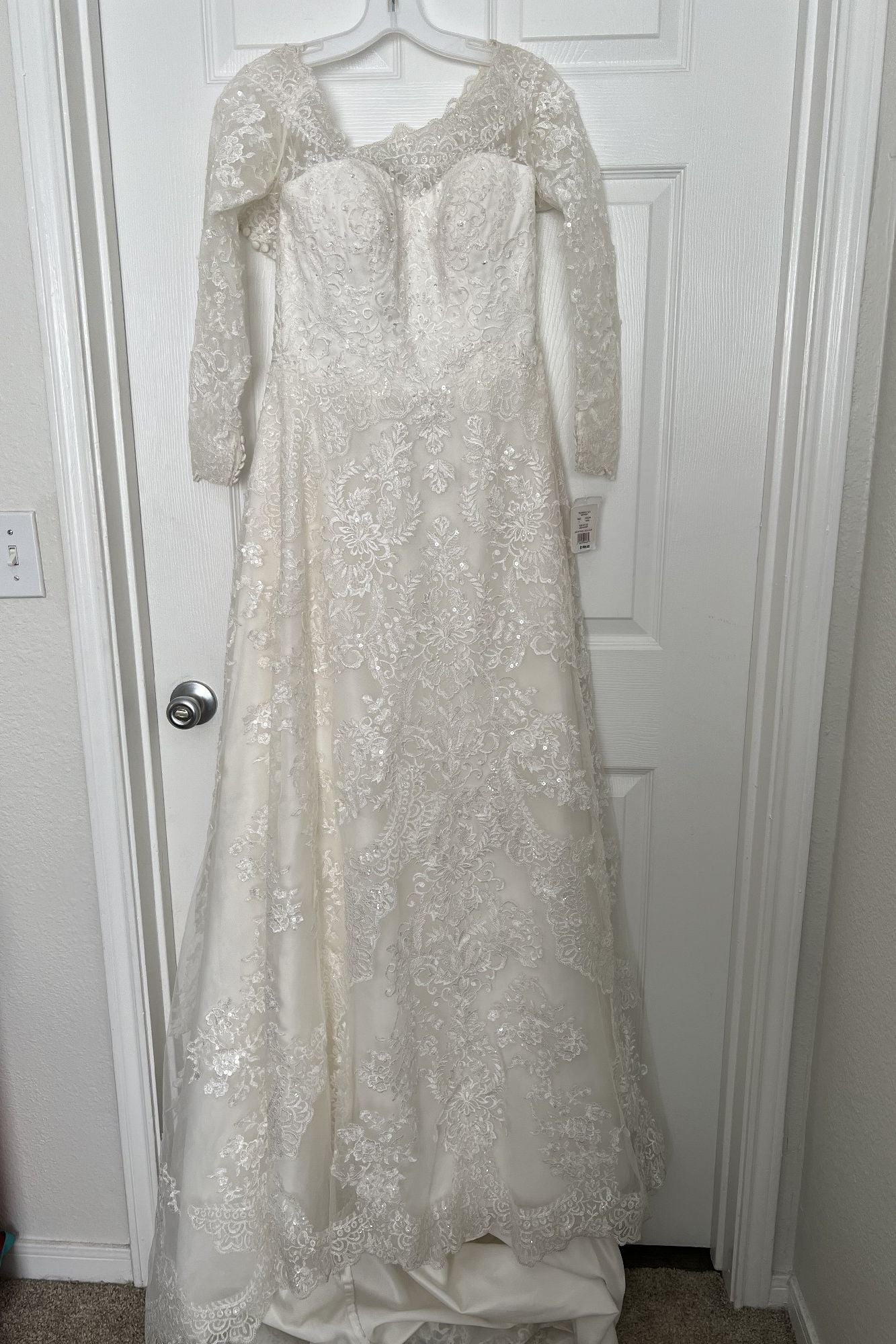 Oleg Cassini LACE OFF SHLDR LONG SLV ALINE 1