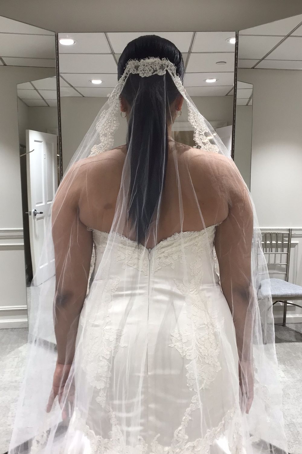 Lazaro Fit and Flare Gown with Veil 8