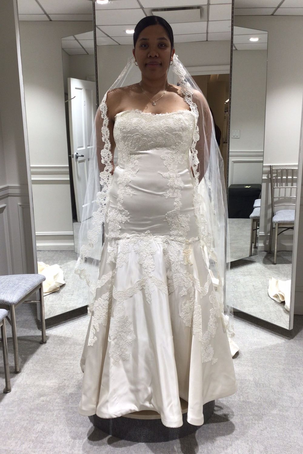 Lazaro Fit and Flare Gown with Veil 5