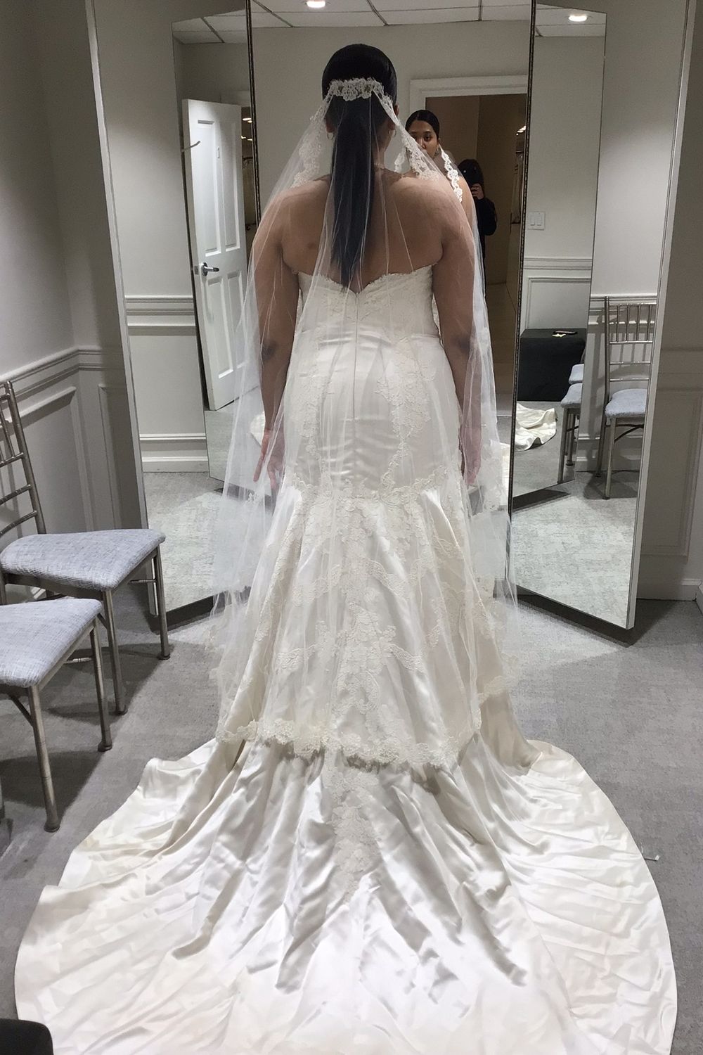 Lazaro Fit and Flare Gown with Veil 7