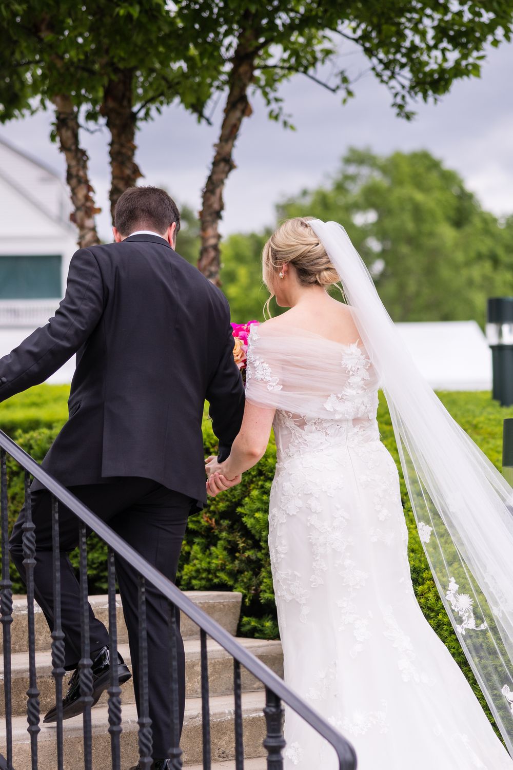 Monique Lhuillier Custom Made Gown with Veil and Lace Shrug 4