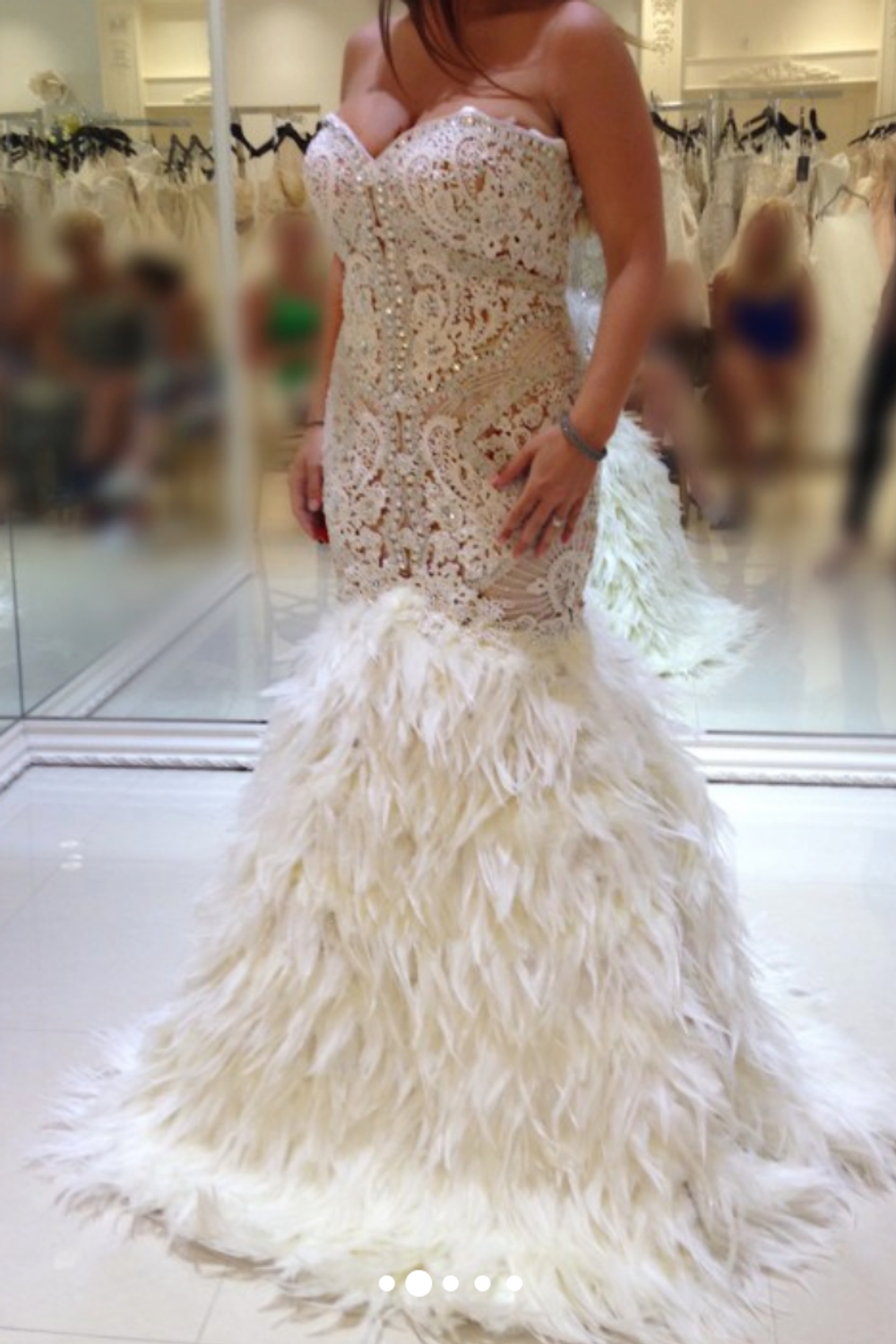 YSA Makino Feather Lace Crystal Wedding Dress 1