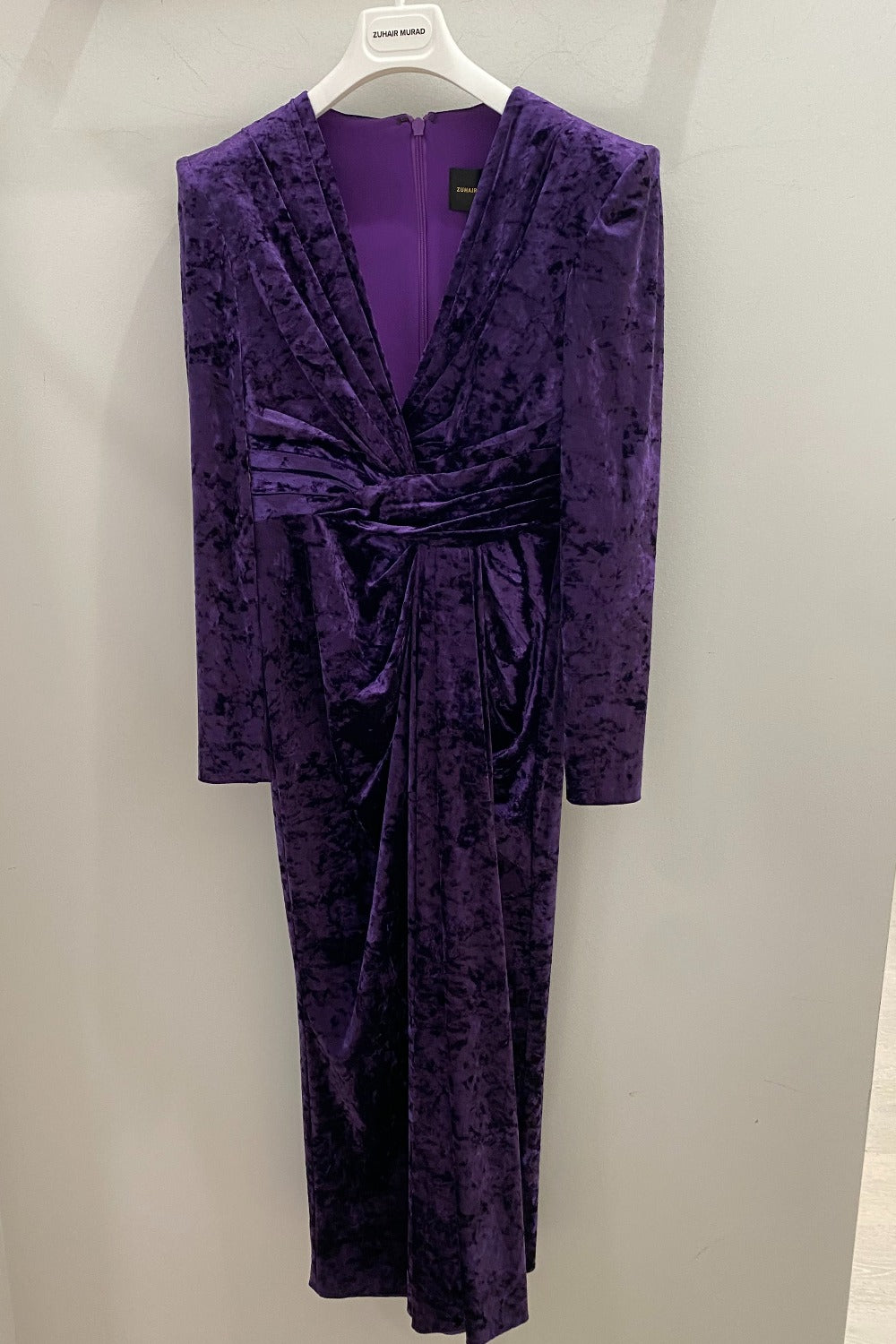 Zuhair Murad-Amaranth Purple Velvet Midi Dress-2