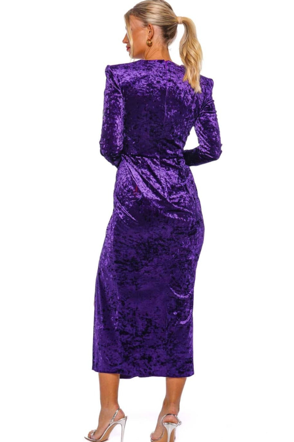 Purple velvet midi dress best sale