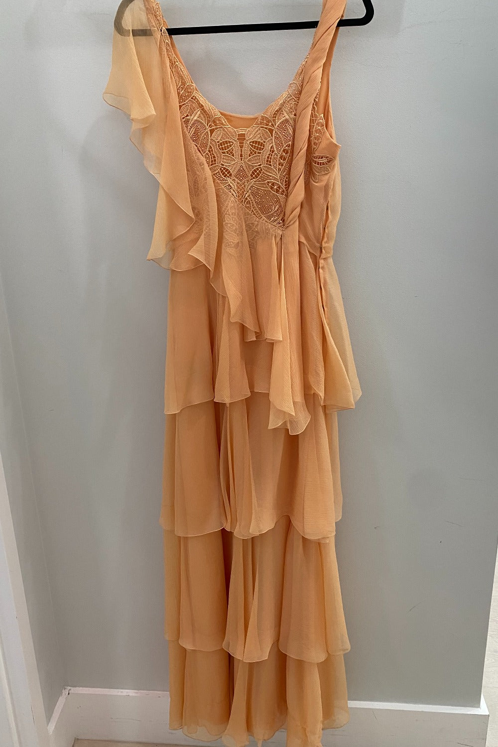 Alberta Ferretti-ORGANIC CHIFFON RUFFLED MAXI DRESS-3