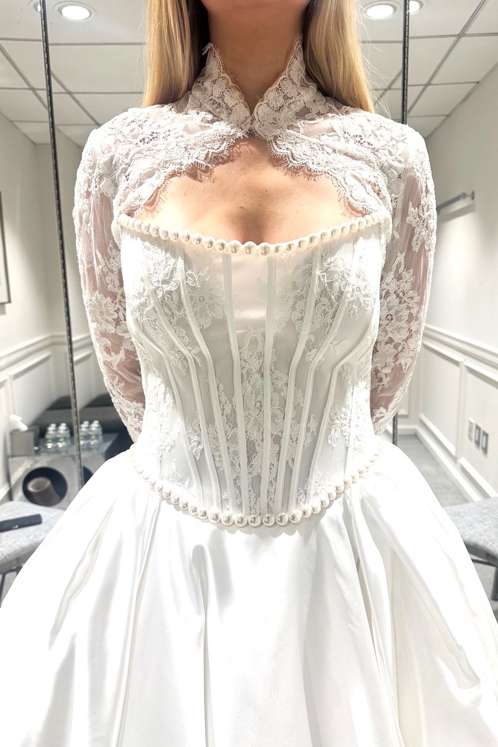 Love by Pnina Tornai 5057 with Veil, Bolero and Bow 11
