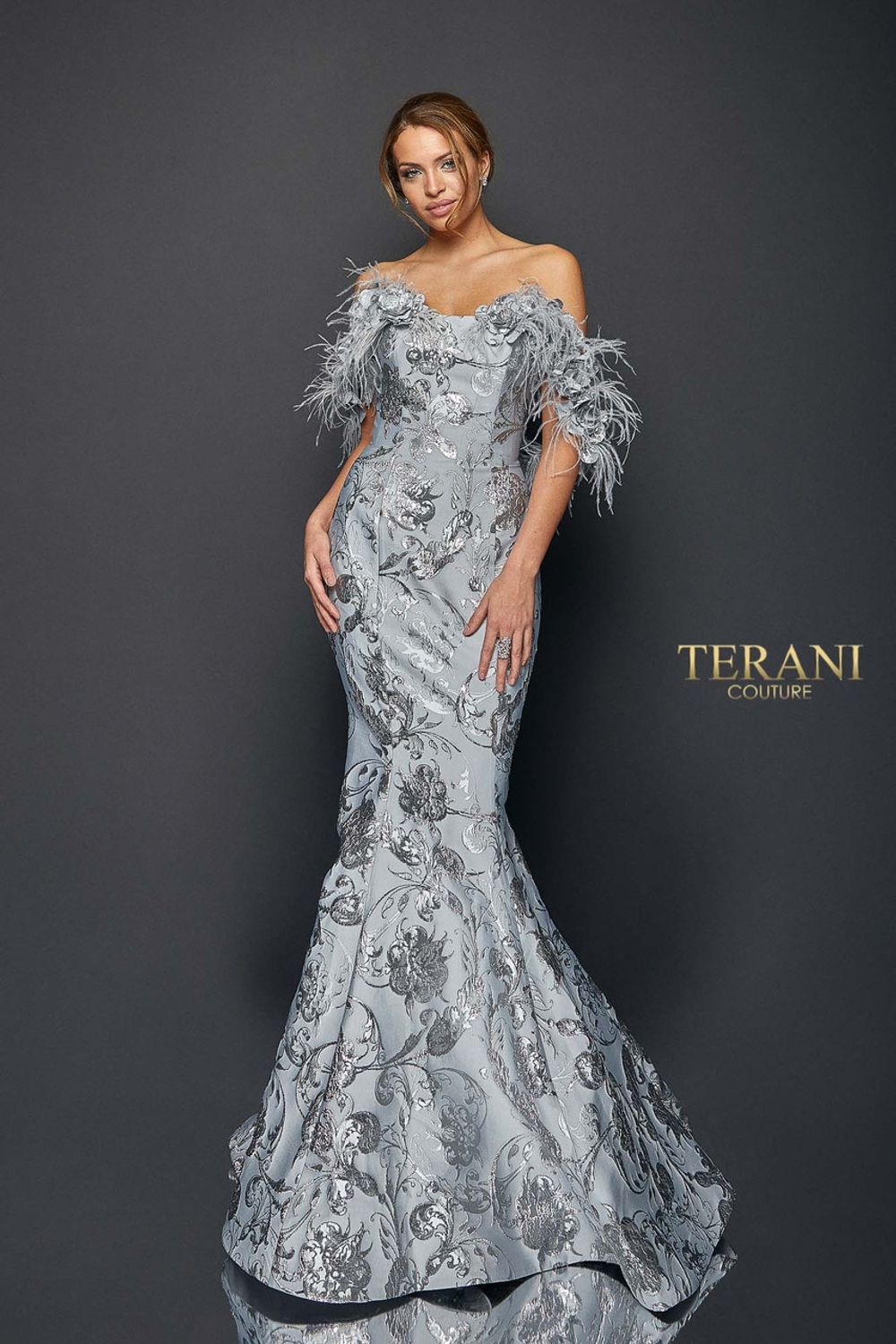 Terani Couture # TE-1921E0136 - Striking Flower and Floral  0