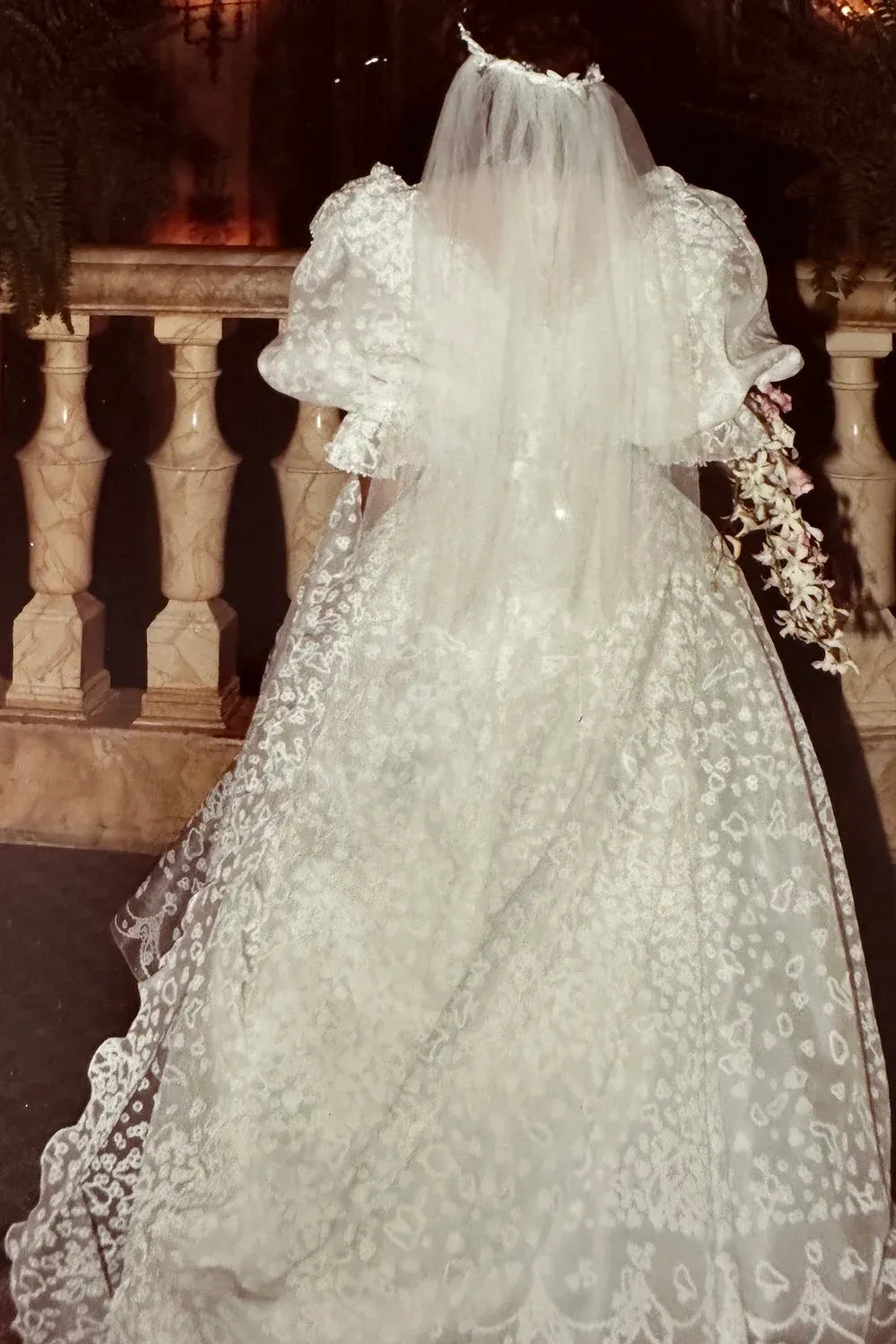 Zandra Rhodes Custom with Veil, Sash and Train 2