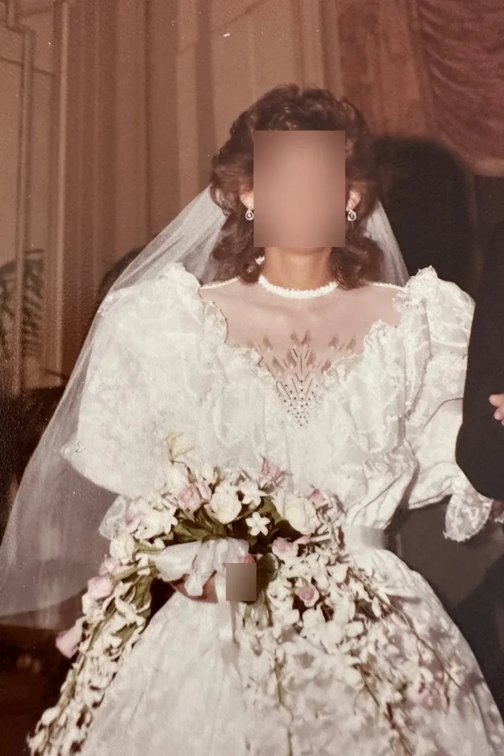 Zandra Rhodes Custom with Veil, Sash and Train 1