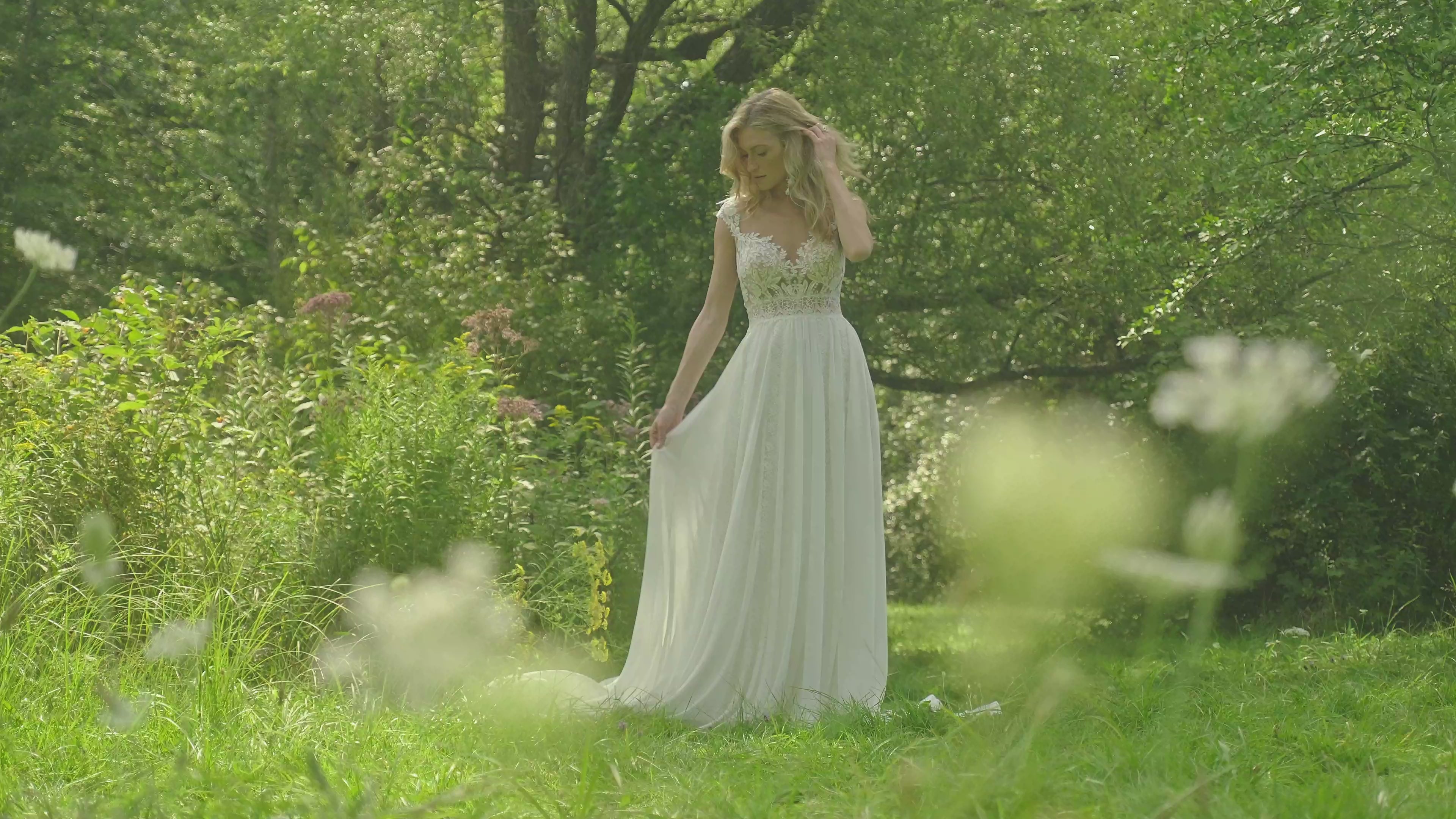 Ivory Chiffon & Lace A-Line