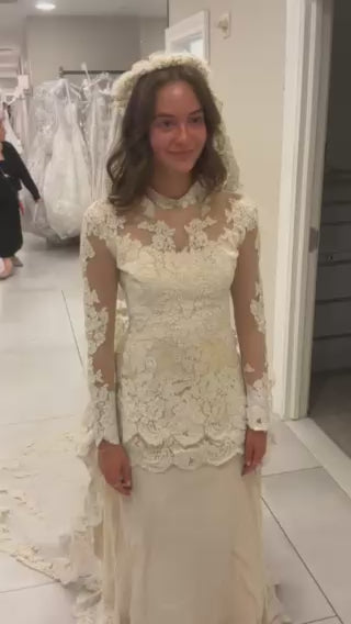 Vintage Dress with Veil and Crown
